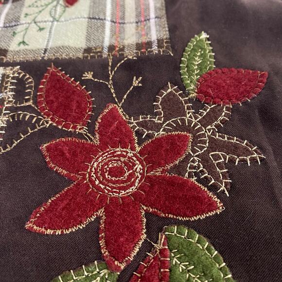 Vintage Brown Floral Patchwork Sleeveless Pinafore Midi Dress Sz Small - Picture 8 of 8